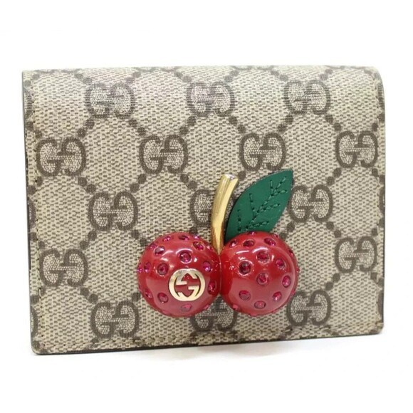 Gucci Handbags - GUCCI Cherry GG Monogram Supreme Canvas Compact Bi Fold Wallet 476050